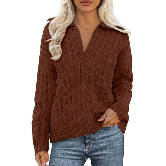 Sweaters for Women Suitable Fall and Winter Comfortable and resistant to pilling Brown M Womens Sweaters