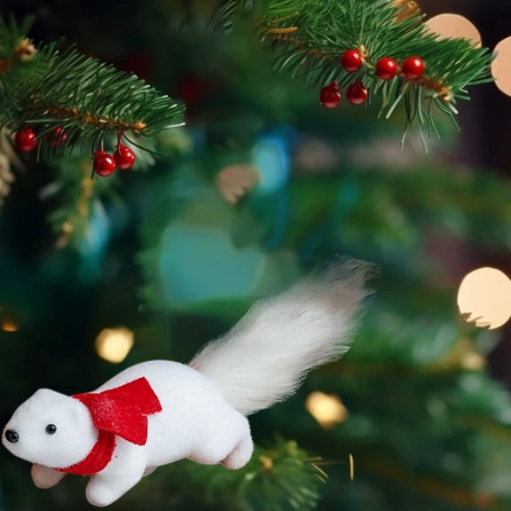 Deeceymbur Detailed Squirrels Ornament for Christmas Tree Hanging Decor Lifelike Mini Figurine Desktop Accent
