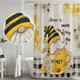 thumbnail image 5 of Yellow Gnomes Shower Curtain, Waterproof Shower Curtains for Bathroom, Vintage Daisy Honey Plaid Flower Washable Fabric Bathtub Curtain Set Bath Decor with 12 Hooks Long 72"x84", 5 of 8