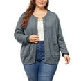 thumbnail image 2 of DARING DIVA Women's Plus Size Button Down Crew Neck Cardigan Sweater 1X Gray, 2 of 6