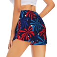 thumbnail image 3 of Bixox Women's Red White Blue Fireworks pattern 2 in 1 Running Shorts - Lightweight Athletic Workout Gym Yoga Shorts Liner with Pockets - Small, 3 of 5
