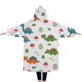 thumbnail image 2 of Oversized Wearable Blanket Hoodie,Colorful Dinosaurs Mushrooms Pattern Sherpa Blanket Hoodie with Super Pockets,Super Warm Fuzzy Pullover for Women & Men, 2 of 6