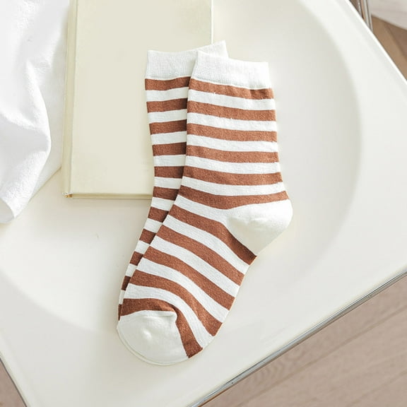 Dyfzdhu Womens Winter Socks Autumn Winter Mid Tube Socks Stripe Printing Thermal Stockings