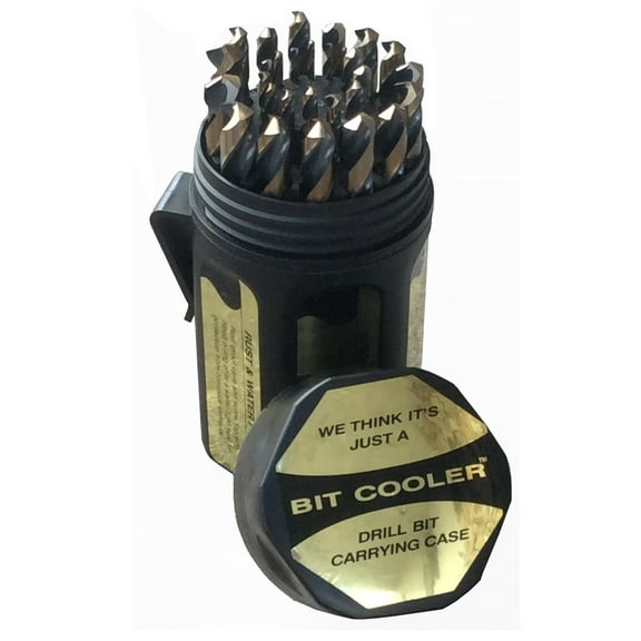 29 Piece Cobalt Drill Bit Set in Round Plastic Case, Sizes 1/16" - 1/2" x 64ths
