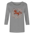 thumbnail image 5 of TaTaai Ladies 2026 New Year Graphic Print 3/4 Sleeve Blouse Round Neck Casual Top Holiday Celebration Festive Party Attire Gift, 5 of 5