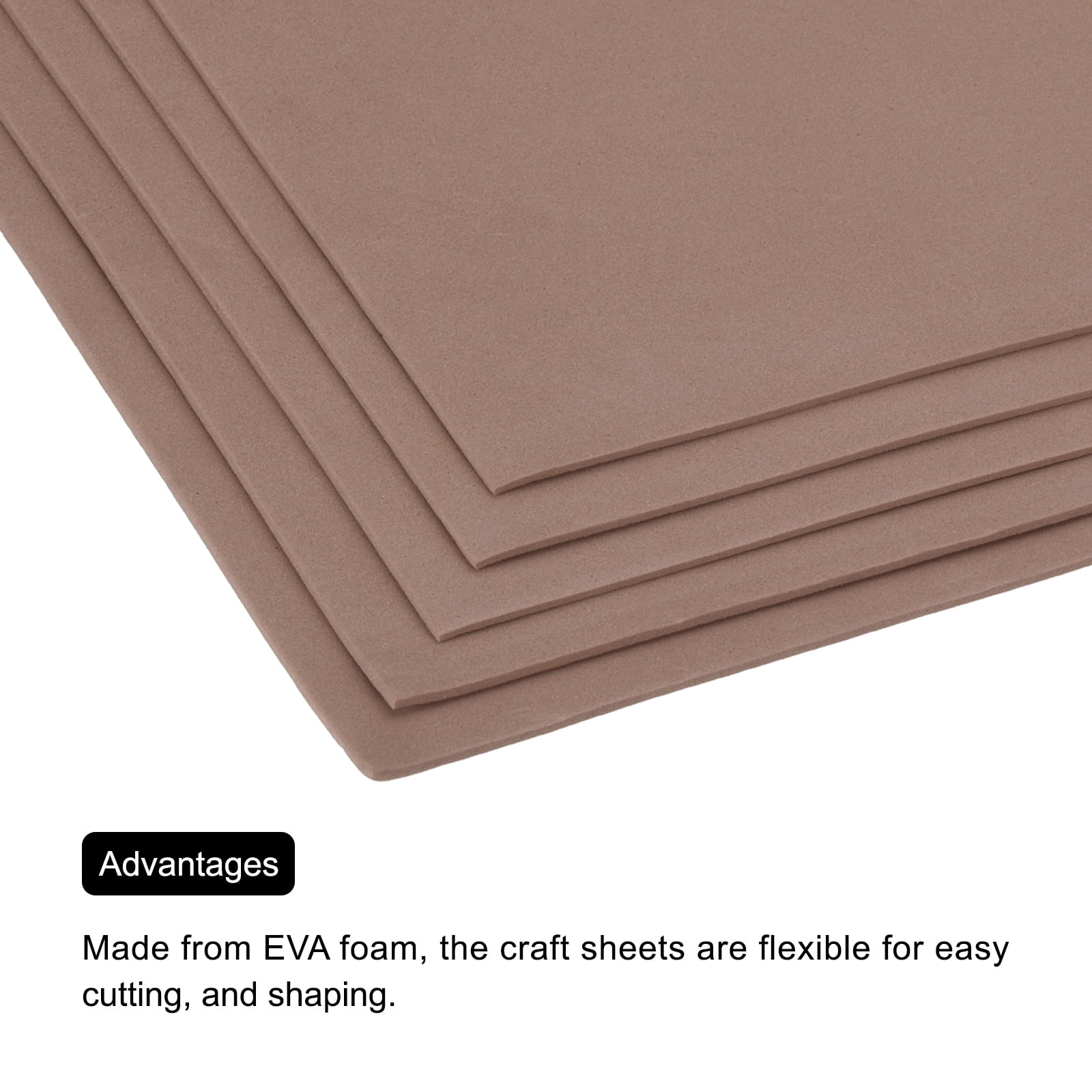 Uxcell EVA Foam Sheets Coffee 19.7 Inch x 19.7 Inch 2mm Thick Crafts Foam Sheets for Costumes, Arts and Crafts Projects Pack of 5