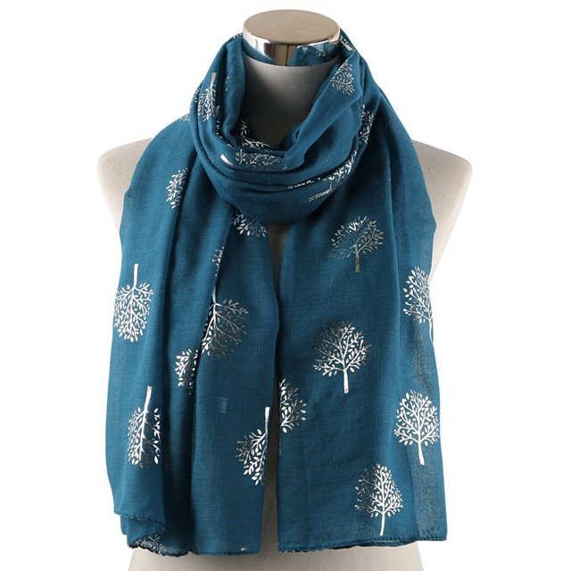 Bufanda Pañuelo Cuello Mujer Elegante Bufanda de Seda Fular de Mujer Estampado Hoja Plata Apto para Cuatro Estaciones Mujer Bufandas
