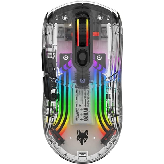Bluetooth Wireless Gaming Mouse, Transparent RGB Dual Mode Mouse, 2.4G USB Cordless Mechanical Mouse for PC Laptop Computer Gamer Office