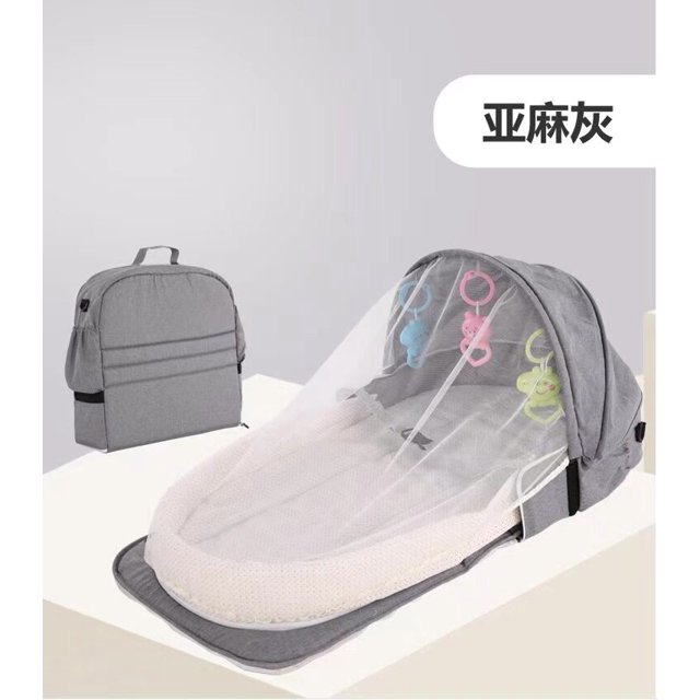 Cuna cómoda cama biónica con aislamiento antimosquitos para bebé, cama en cama plegable multifuncional