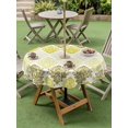 thumbnail image 4 of Outdoor Tablecloth with Umbrella Hole for Patio/Picnic/Party/Camping, Yellow Boho Flowers Waterproof Table Cloth Round Cover Washable, Modern Luxurious Geometric Floral (Dia 60"), 4 of 8