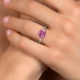 thumbnail image 4 of Gem Stone King 10K White Gold Pink Moissanite and Lab Grown Diamond Engagement Ring for Women | 3.63 Cttw | Round 10MM | Gemstone Birthstone | Size 8, 4 of 6