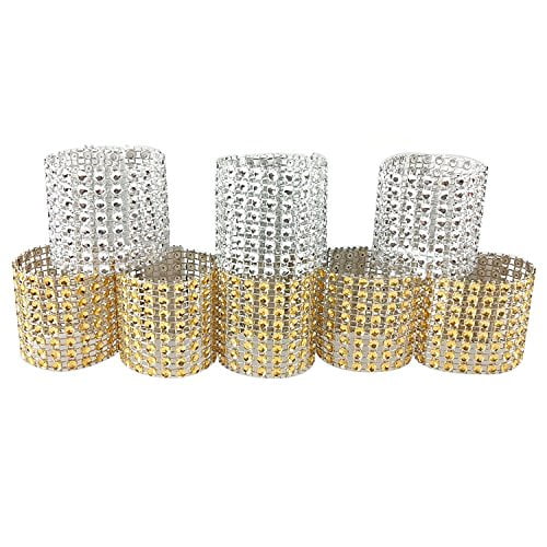 100PCS Rhinestone Napkin Rings Diamond Decoration for Wedding Party Banquet Reception Catering by CSPRING 