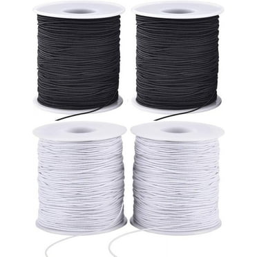 Stretchy String for Bracelets, 4 Rolls 1 mm Sturdy Elastic String Elastic Cord for Jewelry Making, Necklaces, Beading (2 Black  2 White)