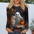 thumbnail image 4 of thefmos Women's Round Neck Halloween Print Top Long Sleeve Solid Color Casual Pullover Fashion Fall Winter Outfit, Multicolor S, 4 of 6