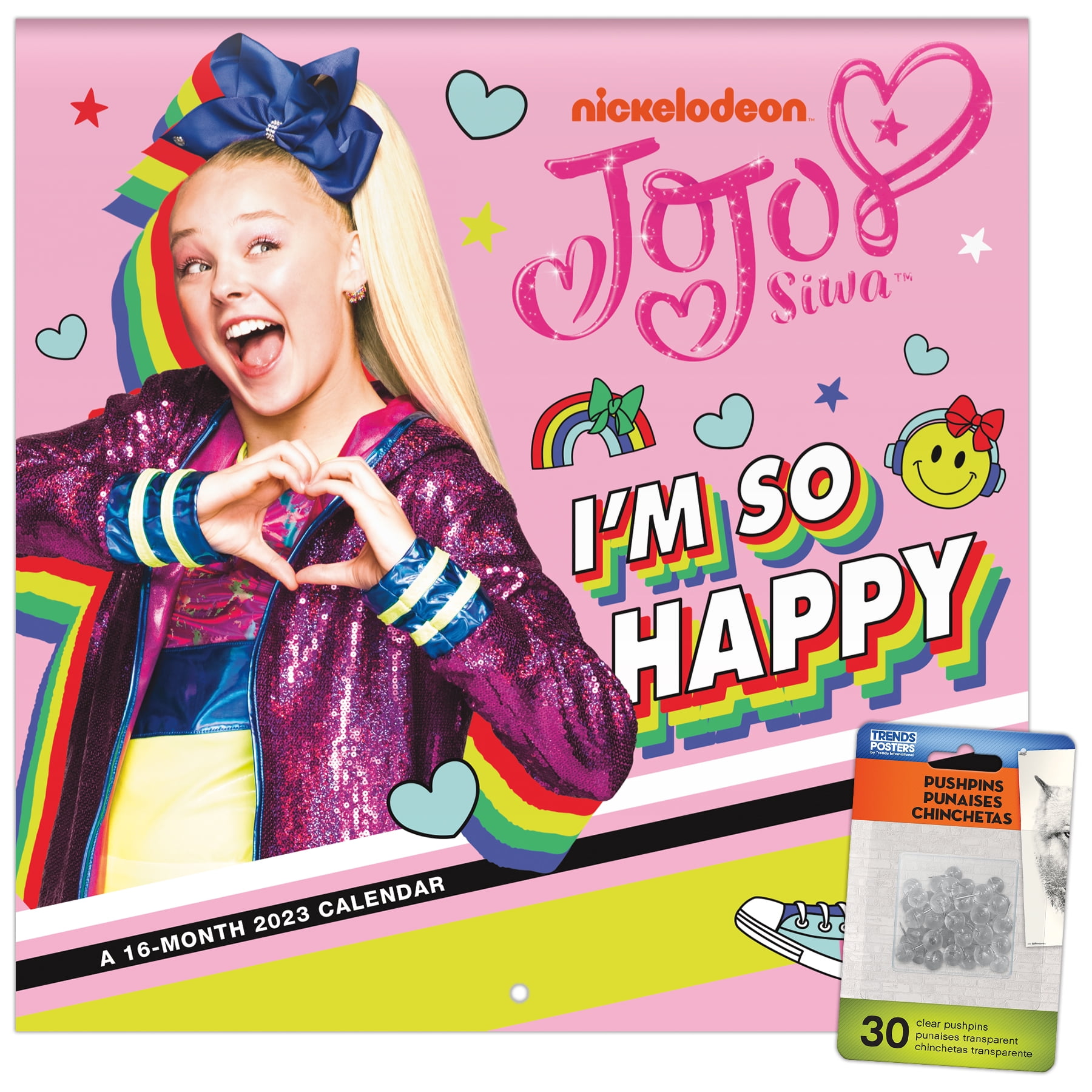 Trends International 2023 JoJo Siwa Wall Calendar & Pushpins