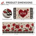 thumbnail image 3 of Valentine''s Day Red Rose Flower Kitchen Rugs Set of 2, Love Floral Buffalo Plaid Check Farmhouse Kitchen Mats Decor, Anniversary Wedding Floor Door Mat Home Decorations -17x29 and 17x47 Inch, 3 of 6