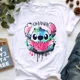 thumbnail image 3 of Camisetas de algodón para niños con dibujos animados de Lilo y Stitch de Disney, camisetas de verano, camisetas negras con cuello redondo y Stitch Ohana, camisetas para bebés, ropa para niños y niñas, 3 of 5
