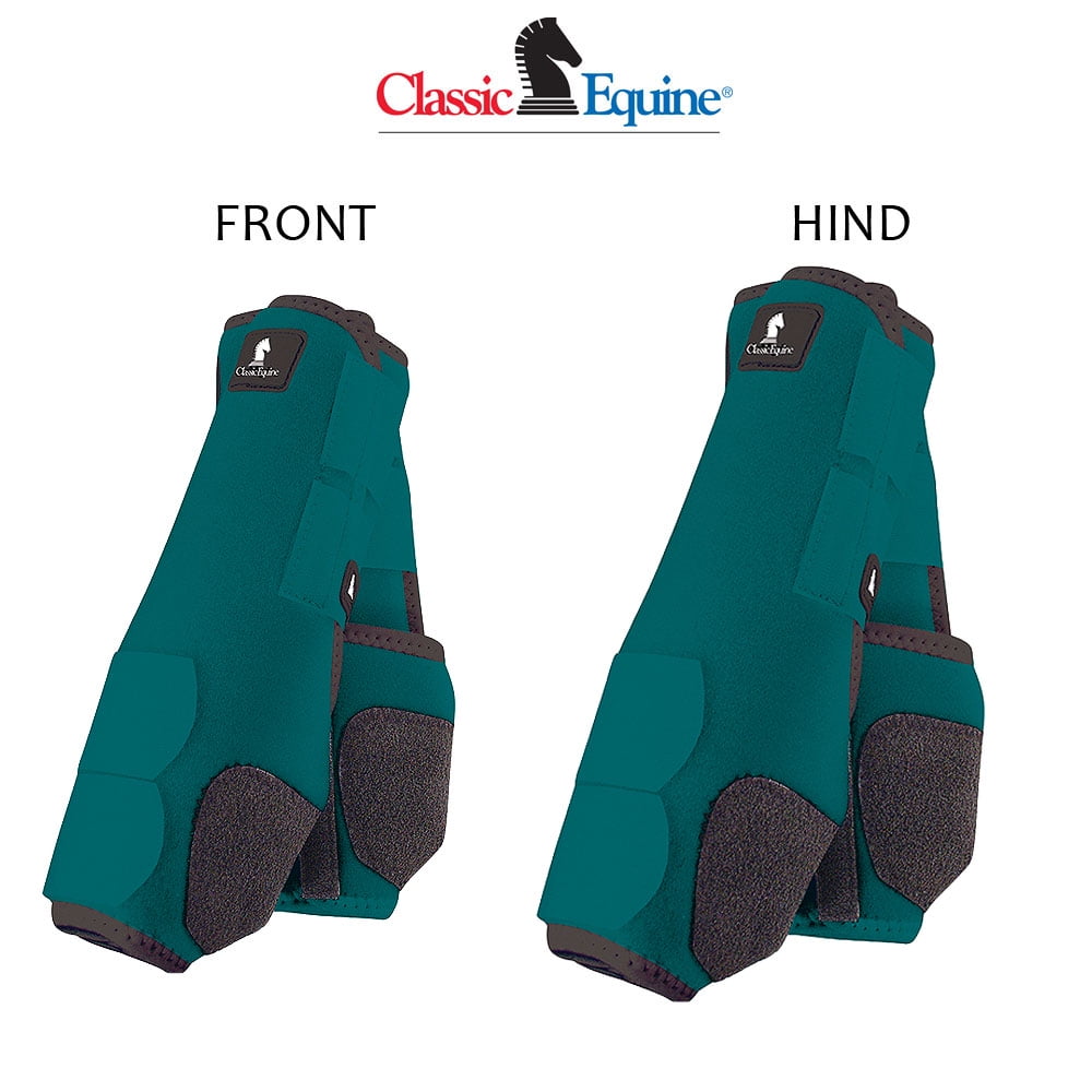 4 PACK CLASSIC EQUINE LEGACY NEOPRENE HORSE FRONT REAR HIND LEG BOOTS TEAL by CLASSIC EQUINE