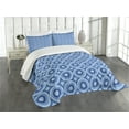 thumbnail image 3 of Ambesonne Blue Quilted Bedspread Set 3 Pcs, Retro Pattern Revival Tile, King Size, Blue Pale Blue, 3 of 5