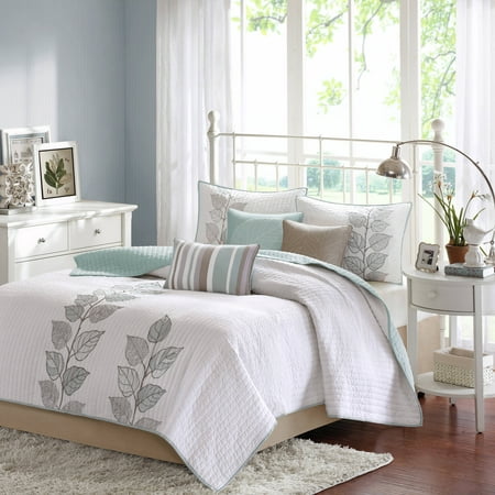 UPC 675716510275 product image for Home Essence Marissa Printed Blue Qieem 6 Piece Quilted Coverlet Bedding Set | upcitemdb.com