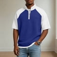 thumbnail image 4 of S-5X Plus Size Mens Big & Tall T-Shirts Short Sleeve Tshirts Shirts for Men Summer Waffleknit Zipper Stand Collared Casual Tees Tops, 4 of 5