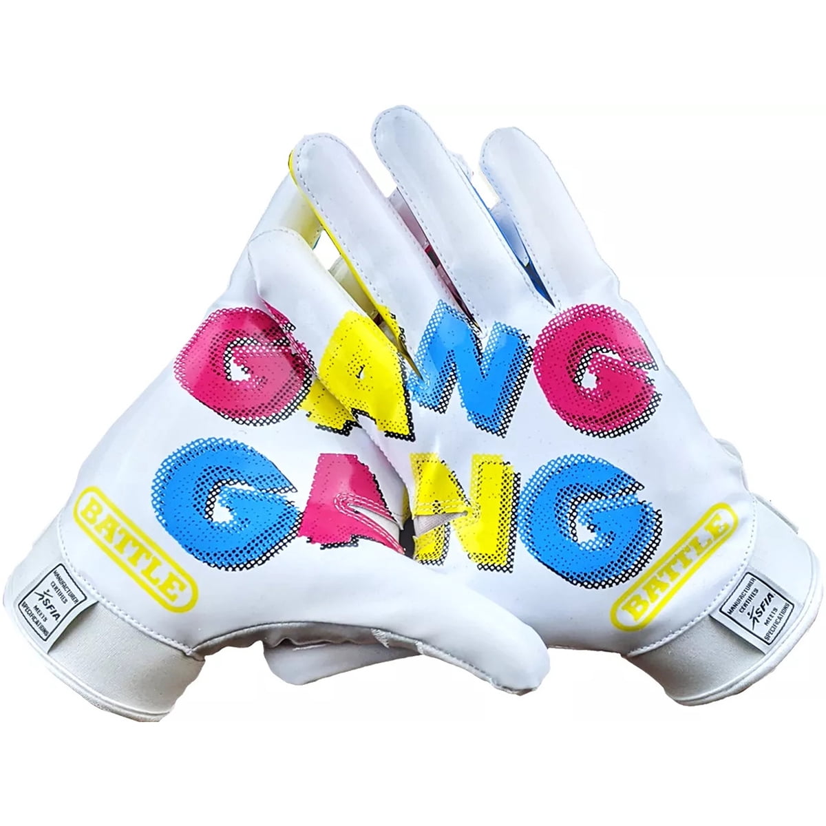 Battle Sports Gang Gang Double Threat Adult Football Gloves - XL - White