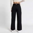 thumbnail image 5 of IUYRTFE Women Straight Leg Denim Jeans Button Zipper Pocket Long Pants for Casual Daily Wear, 5 of 5