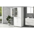 thumbnail image 3 of Tall Bathroom Floor Storage Cabinet With Adjustable Shelves And 4 Doors - Ideal For Storing Shower Items, Towels, Hairdryer In White Wide Unit Doors, Shelves, Board Supplies, 3 of 7