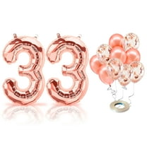 PARIS PRODUCTS - 33rd Birthday Rose Gold Balloons & Number 33 Mylar Balloon, 33rd Birthday Party Decor, 33rd Birthday Decorations for Women, 33rd Birthday Decorations Women 33