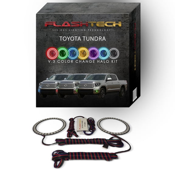 Flashtech RGB Multi Color Changing LED Halo kit for 2014-2016 Toyota Tundra Fog Lights