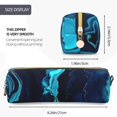 thumbnail image 4 of Ratiio Blue Marble And Gold Pattern Leather Pencil Case, Pencil Pouch with Durable Zipper, Compact and Stylish Organizer for Stationery, Art Supplies, Travel Essentials, 4 of 8