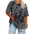thumbnail image 2 of DPTALR Women's Plus Size Round Neck Short Sleeve Printed Spring/Summer Basic T-Shirt,Gray,Size XXXXXL, 2 of 6