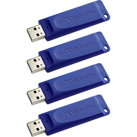 Verbatim Classic USB Flash Drive - 8 GB - USB - Blue - 5 Year Warranty - 4 / Carton | Bundle of 2 Cartons