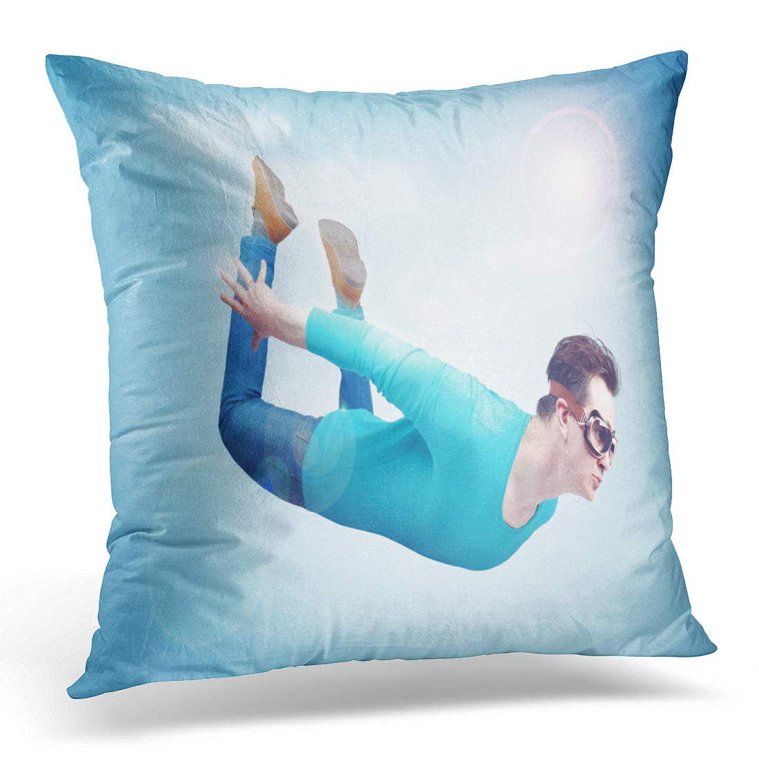 Retro Blue Scuba Diver Outfits Vintage Design-Retro Scuba Diving Throw Pillow 18x18 Multicolor 