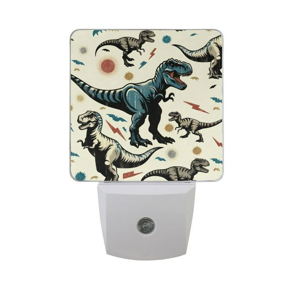 Dinosaur and Lightning Night Light 2 Pack LED Nightlight Plug into Wall Dusk to Dawn Sensor Soft White