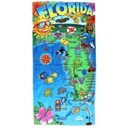Luxurious - Hot Florida Map Sunshine State - 100% Cotton Velour Beach Towel  Soft, Absorbent, and Stylish!