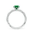 thumbnail image 2 of ANGARA Round Lab Grown Emerald Twisted Rope Shank Engagement Ring for Women in 14K White Gold (Size-6.5mm) | May Birthstone, Birthday, Anniversary, Jewelry Gift for Women | Lab-Grown Emerald Ring, 2 of 8