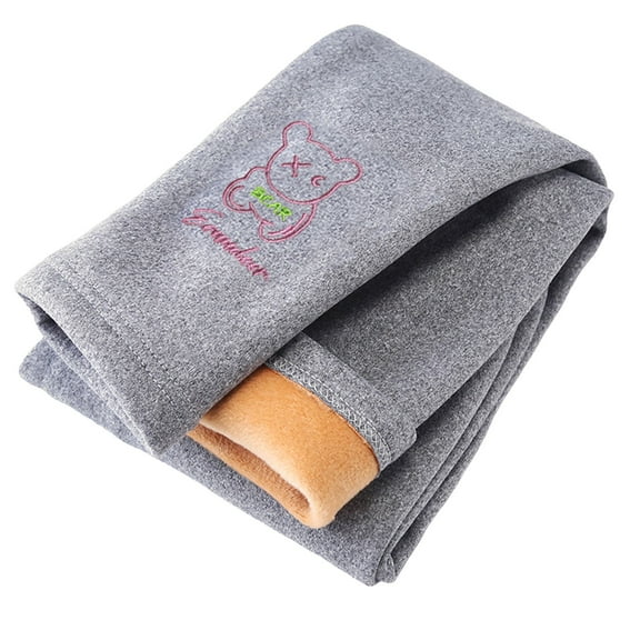 Tanhomme Girls Winter Fleece Lined Leggings Pants Kids Thick Warm Pants Girls Leggings Girls Autumn Winter Thickened Velvet Leggings Baby Embroidered Warm Trousers