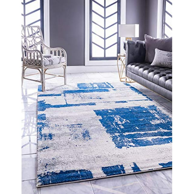 Unique Loom 3132802 Area Rug, 4 x 6 Feet, Navy Blue/Ivory