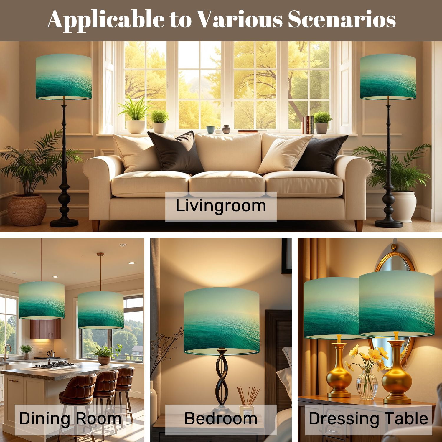 Drum Lampshades 13"x13"x10" turquoise cement concrete Light Shade for Table Lamps Floor Lamp Shades Replacement Assembly Required
