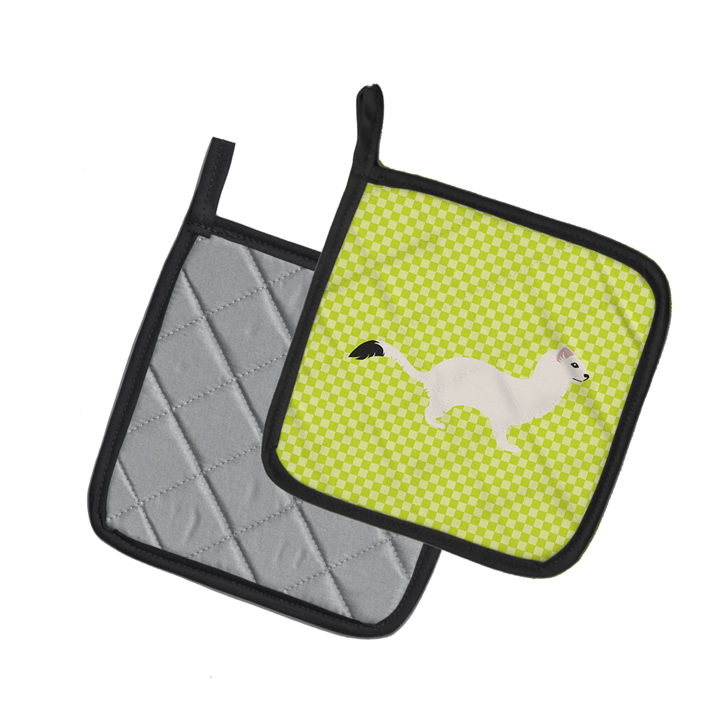 Caroline's Treasures Stoat Short-tailed Weasel Green Pair of Pot Holders