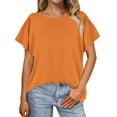 thumbnail image 4 of WTXUE Womens Summer Tops, Batwing Sleeve Oversized Solid Color T Shirt Women's Crew Neck Top Scoop Neck Short Sleeve Dolman Leisure T-Shirt, Orange, 4 of 6