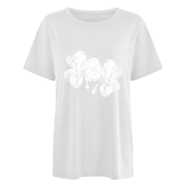 FAIWAD Womens Short Tops Round Neck Trendy Print Cute Graphic Dressy Lightweight Loose Tunic Tops