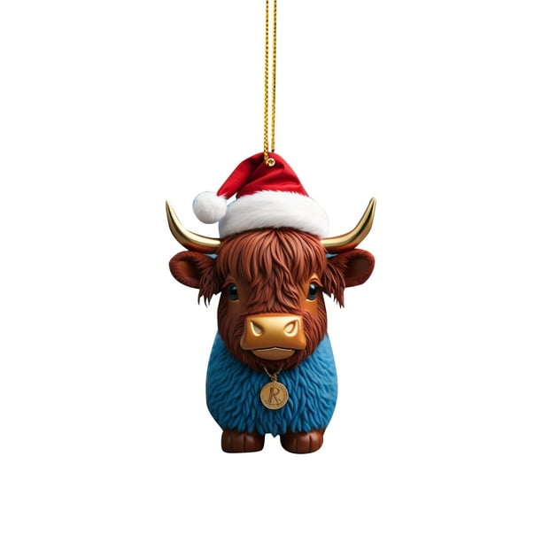 mfyjkho Adorno navideño de vaca personalizado, acrílico, para colgar, ideal para fiestas, granjas o como regalo, 8 cm (paquete de 1)