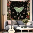 thumbnail image 5 of Dashan Teal Luna Moth Tapestry Wall Hanging,Moon Phase Stars Floral Tapestries for Bedroom Living Room Dorm Decor,60"Wx50"L, 5 of 6
