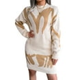 thumbnail image 2 of xiaxaixu Robe Chandail pour Femmes, Manches Longues Col Rond Jupe Tricotée Mi-Longue, 2 of 7