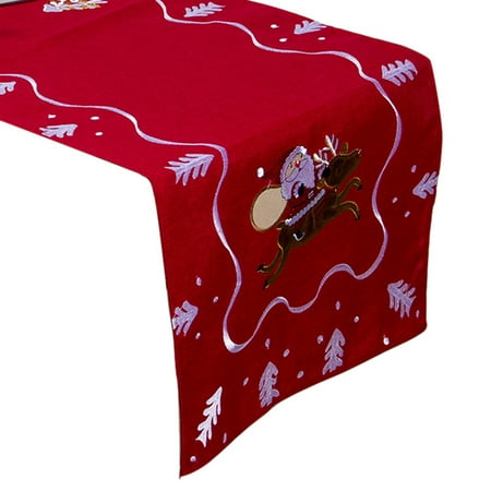 

New Embroidery Christmas Table Cloth 40X180Cm Christmas Table Flag Christmas Tablecloth Christmas Table Decor Home Decoration Red