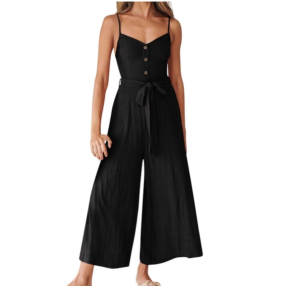 Edvintorg Jumpsuits for Women 2025 Trendy Casual Loose Pocket Jumpsuit Button Fashion Playsuit Trousers Overalls Sling Jumpsuit