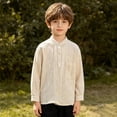 thumbnail image 3 of Fozruso Boys Striped Long Sleeve Shirt Soft Breathable Button Up Shirts for Toddler and Kids Daily Wear, 3 of 7