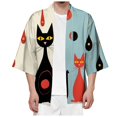 thumbnail image 2 of Hpapadks Shirts for Men 3/4 Length Sleeve Cardigan All Print Collarless Antique Blouses Loose Mens Dress Shirts Beige L, 2 of 6
